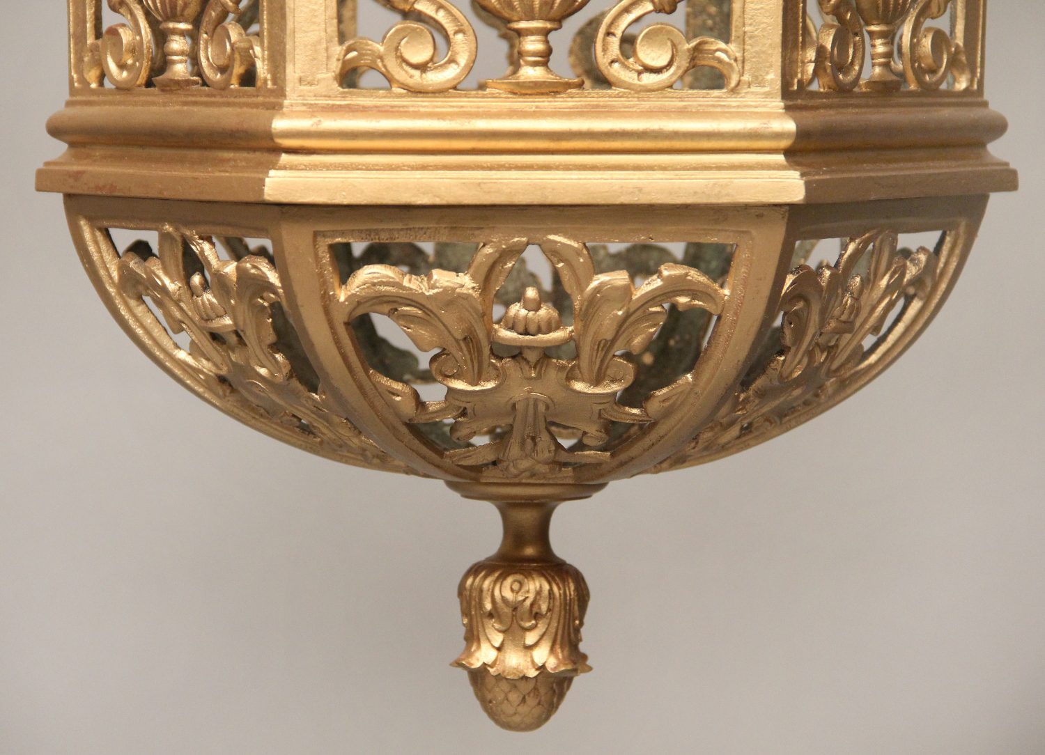 An Interesting Late 19th Century Gilt Bronze and Rippled Glass Gothic Lantern - Image 4
