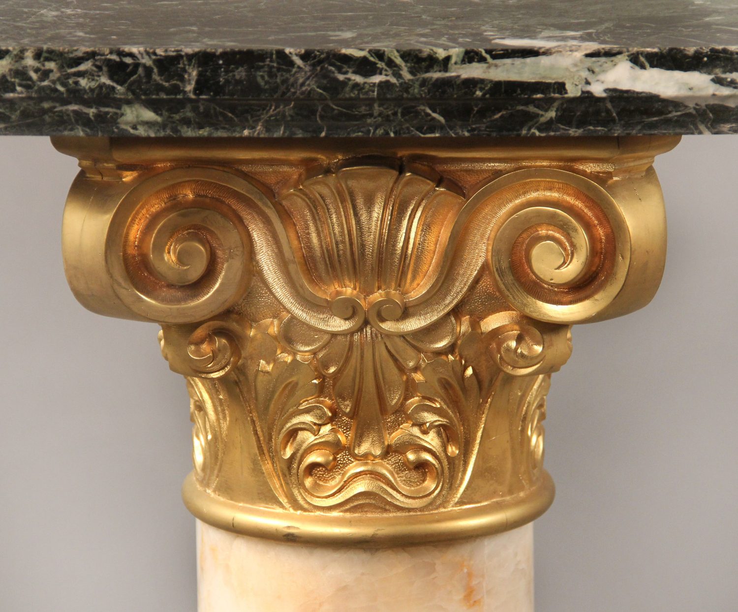 A Wonderful Late 19th Century Gilt Bronze Mounted Green and White Marble Pedestal - Image 3