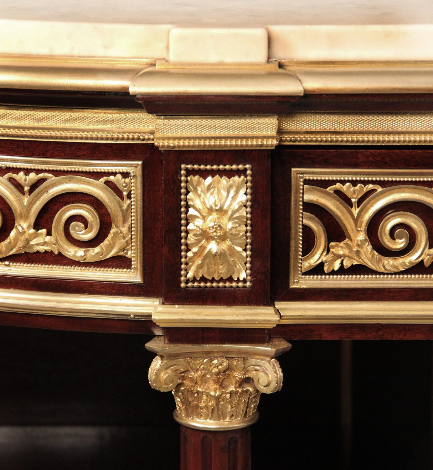 A Very Fine Late 19th Century Gilt Bronze Mounted Louis XVI Style Mahogany Three Tier Dessert Console / Server - Image 5