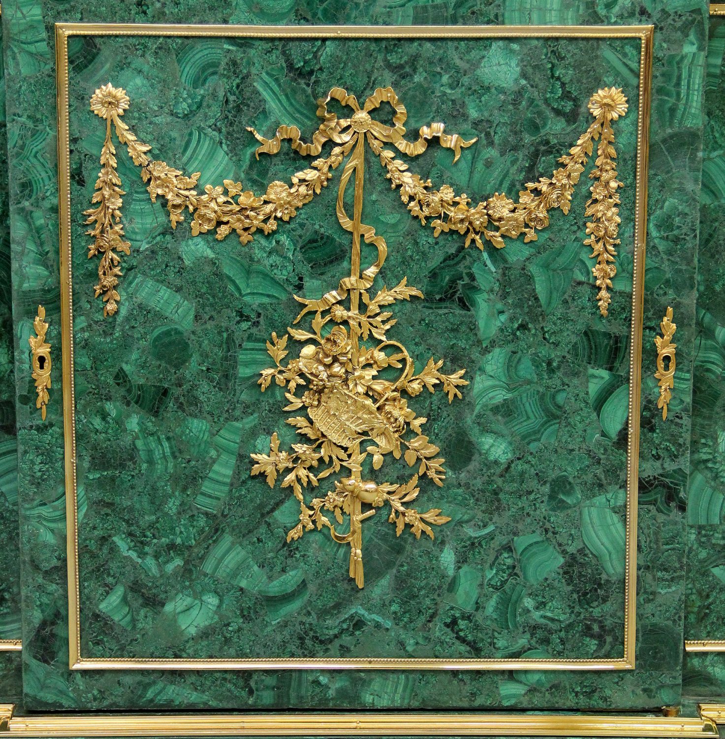 An Excellent Late 19th Century Gilt Bronze Mounted Louis XVI Style Malachite Cabinet - Image 3