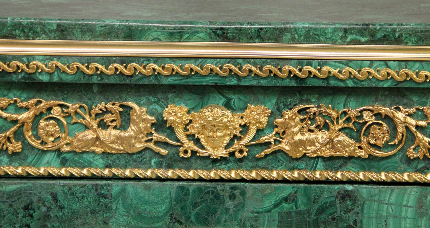 An Excellent Late 19th Century Gilt Bronze Mounted Louis XVI Style Malachite Cabinet - Image 4