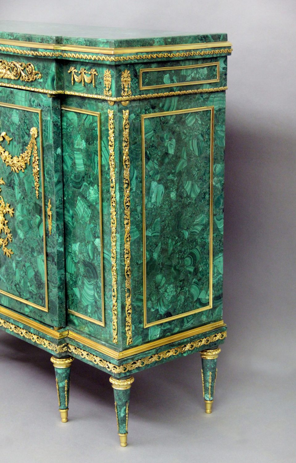An Excellent Late 19th Century Gilt Bronze Mounted Louis XVI Style Malachite Cabinet - Image 7