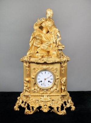 An Outstanding Late 19th Century Gilt Bronze Mantle Clock By Dagrin and Philippe
