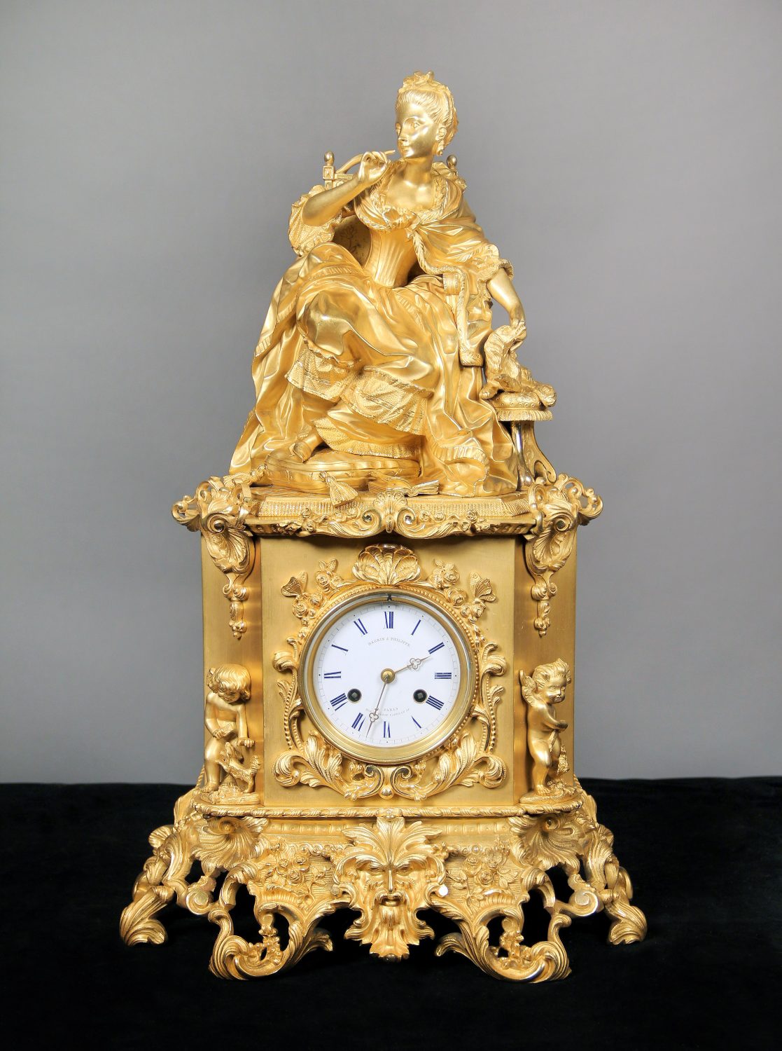 An Outstanding Late 19th Century Gilt Bronze Mantle Clock By Dagrin and Philippe
