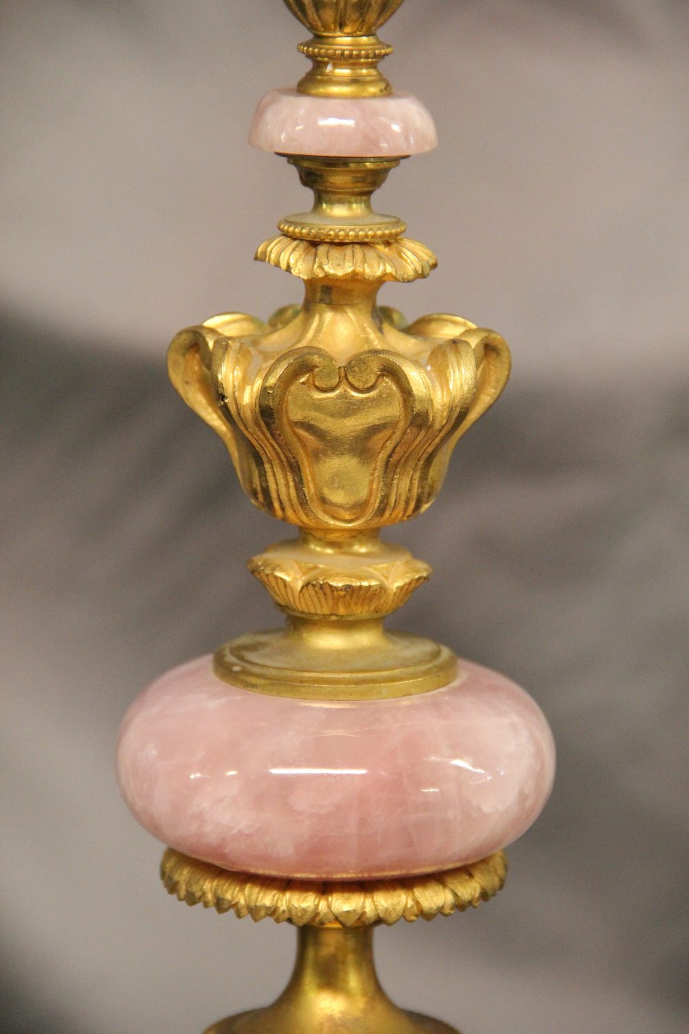 A Fine Pair of Early 20th Century Gilt Bronze and Rose Quartz Candelabra - Image 3