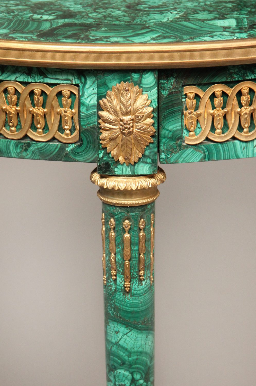 A Wonderful Late 19th Century Gilt Bronze Mounted Louis XVI Style Malachite Center Table - Image 4