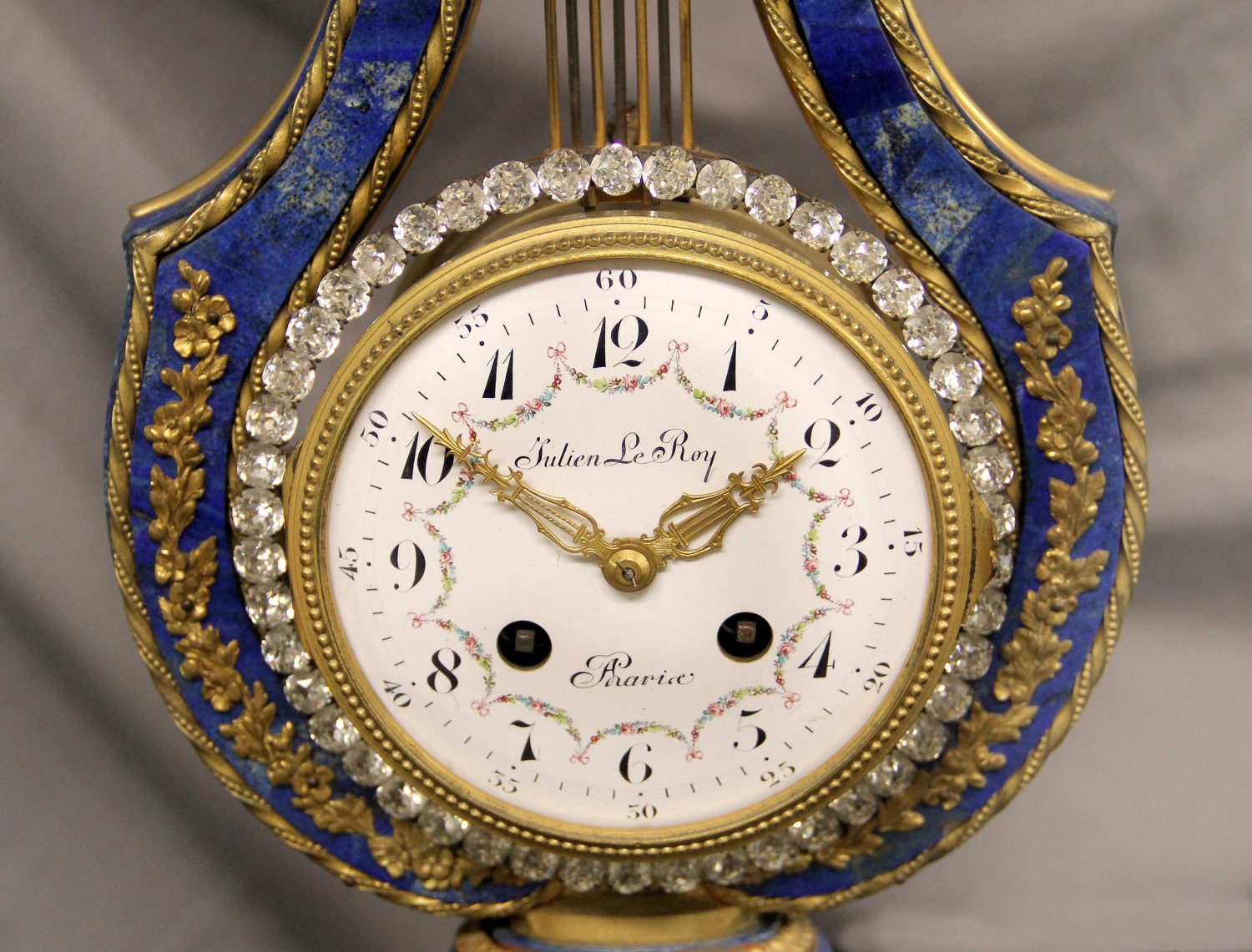 A Fine 18th Century Gilt Bronze and Lapis Lazuli Striking Lyre Mantle Clock - Image 3