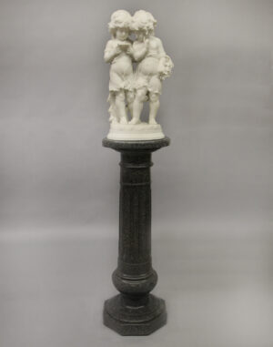 A Lovely Early 20th Century Italian Carrara Marble Sculpture of Two Sisters by Affortunato Gory