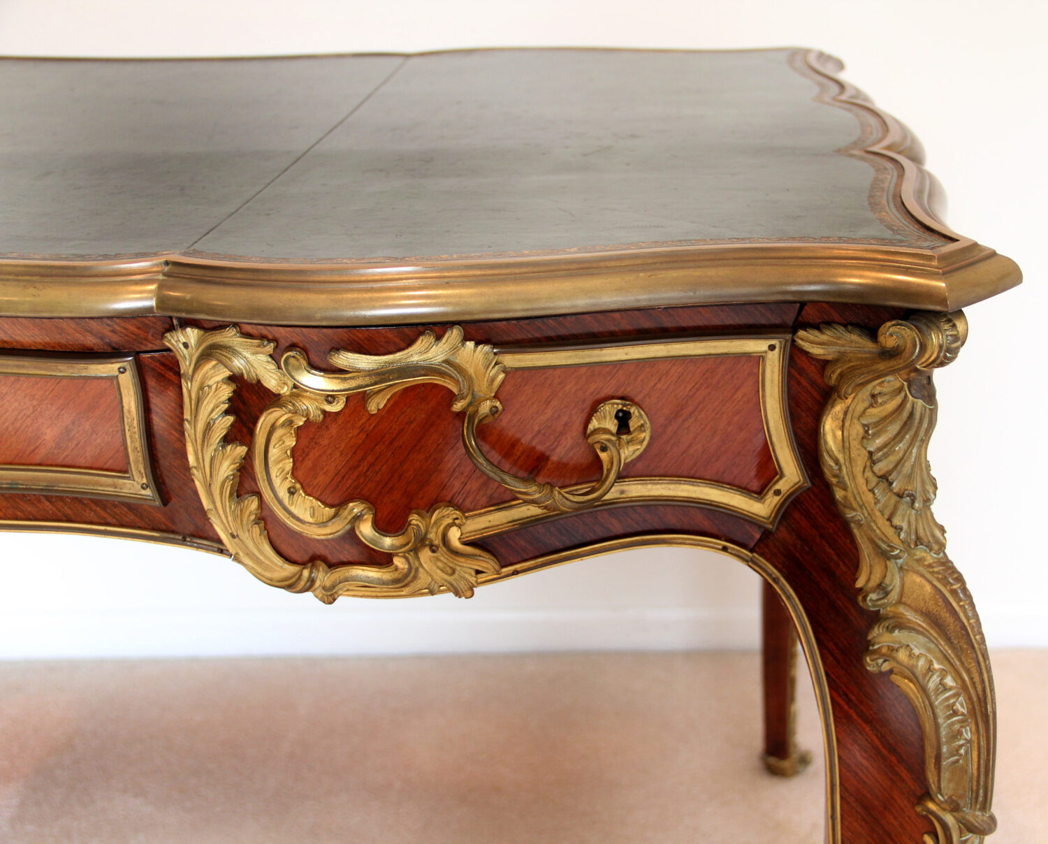 A Nice Late 19th Century Louis XV Style Gilt Bronze Mounted Bureau Plat - Image 2