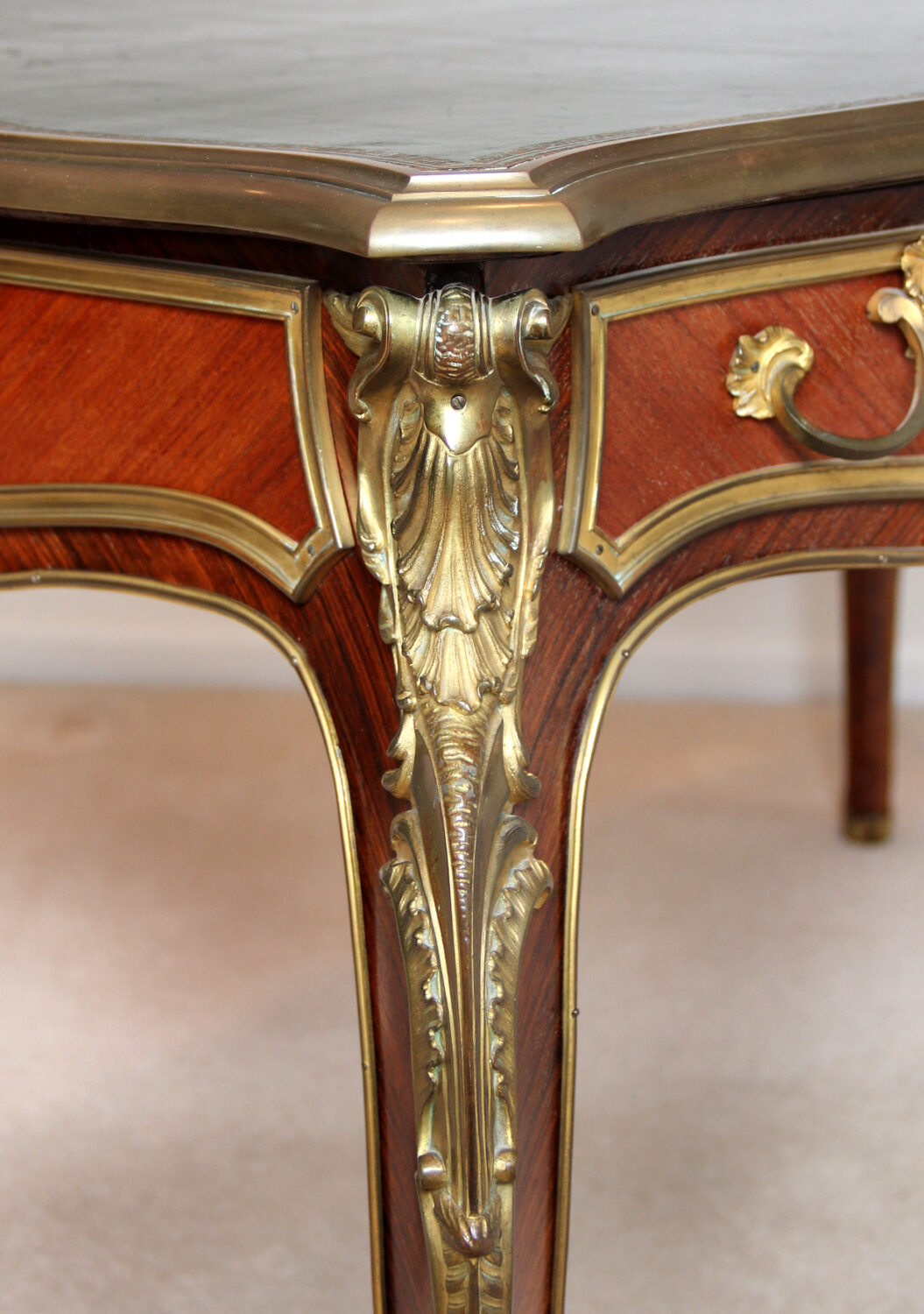 A Nice Late 19th Century Louis XV Style Gilt Bronze Mounted Bureau Plat - Image 5