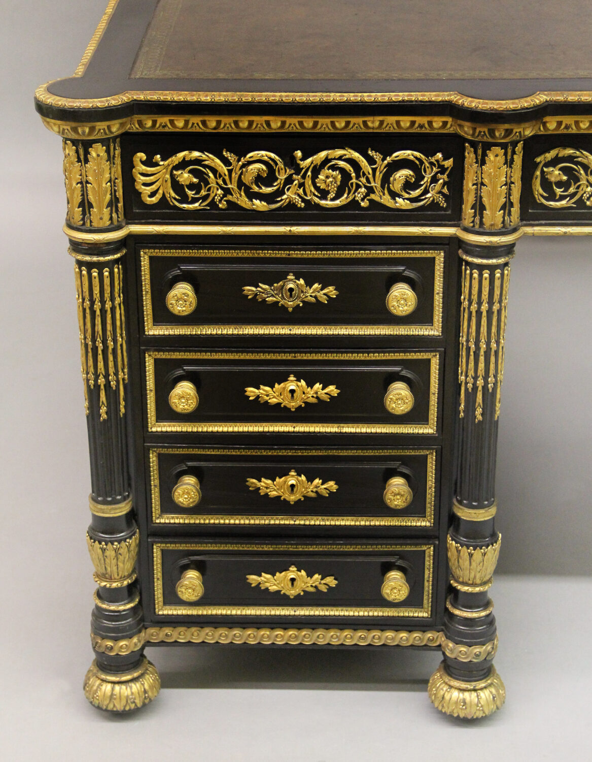 An Exceptional and Unusual 19th Century Louis XVI Style Gilt Bronze Mounted English Partners Desk Made for the French Market - Image 4