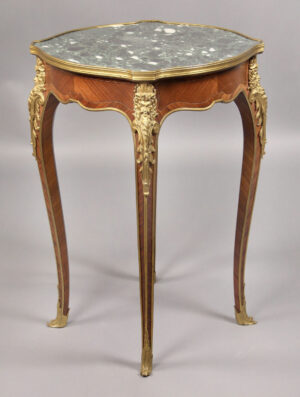 An Interesting Late 19th Century Gilt Bronze Mounted Louis XV Style Lamp Table