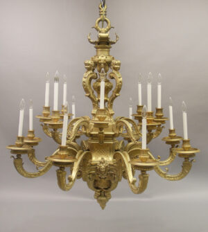A Grand and Important Late 19th Century Gilt Bronze Sixteen Light Chandelier