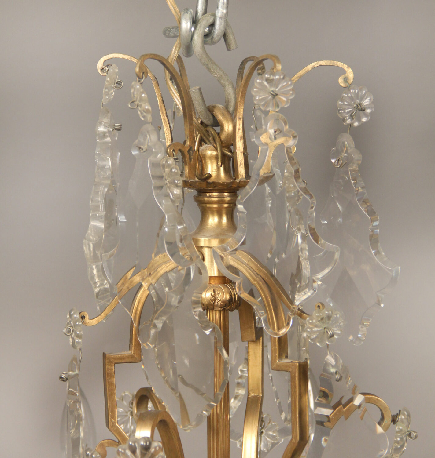 Nice Late 19th Century Gilt Bronze and Cut Crystal Nine Light Chandelier - Image 2