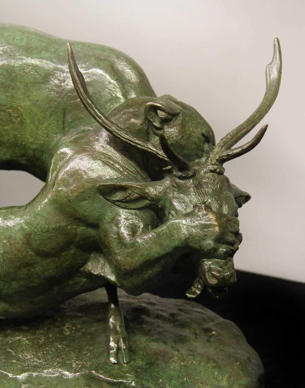 The Famous Bronze Sculpture Entitled "Panthère Saisissant Un Cerf" By Barye - Image 2