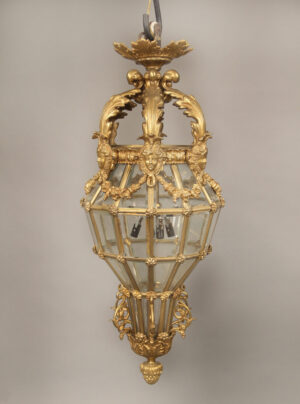 A Fine Late 19th Century Gilt Bronze Figural Lantern