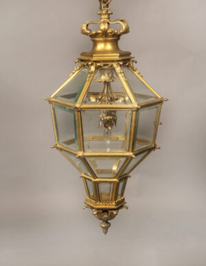 A Late 19th/Early 20th Century Gilt Bronze and Glass ‘Versailles’ Hall Lantern
