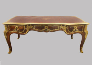 An Exceptional and Rare Late 19th Century Gilt Bronze Mounted Louis XV Style Bureau Plat Attributed to Zwiener