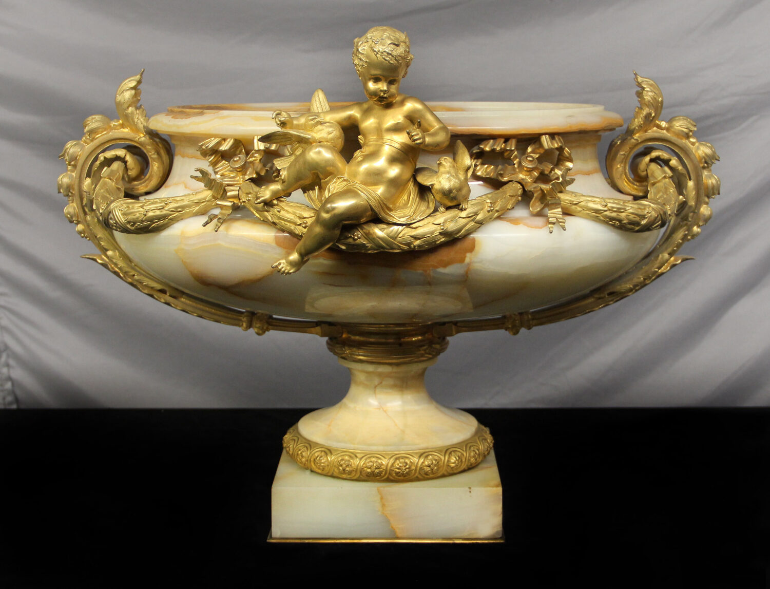 A Large and Excellent Late 19th Century Gilt Bronze Mounted Algerian Onyx Jardiniere