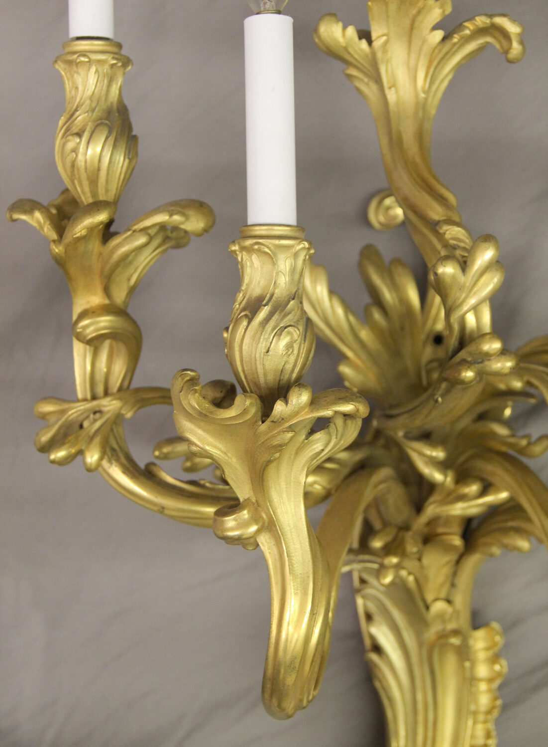 A Very Fine Set of Four Early 20th Century Gilt Bronze Five Light Sconces By Caldwell - Image 4