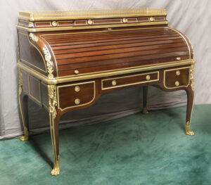 An Exceptional Late 19th Century Gilt Bronze Mounted Louis XV/XVI Style Exhibition Bureau a Cylindre By Henry Dasson