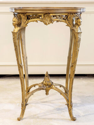 A Special Late 19th Century Louis XV Style Gilt Bronze Marble Top Side Table By Maison Millet