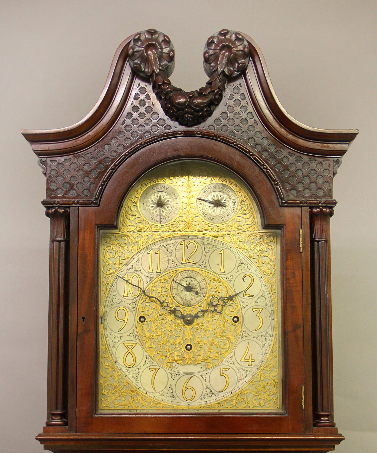 A Nice Late 19th Century English Carved Nine Tube Longcase Grandfather Clock - Image 3