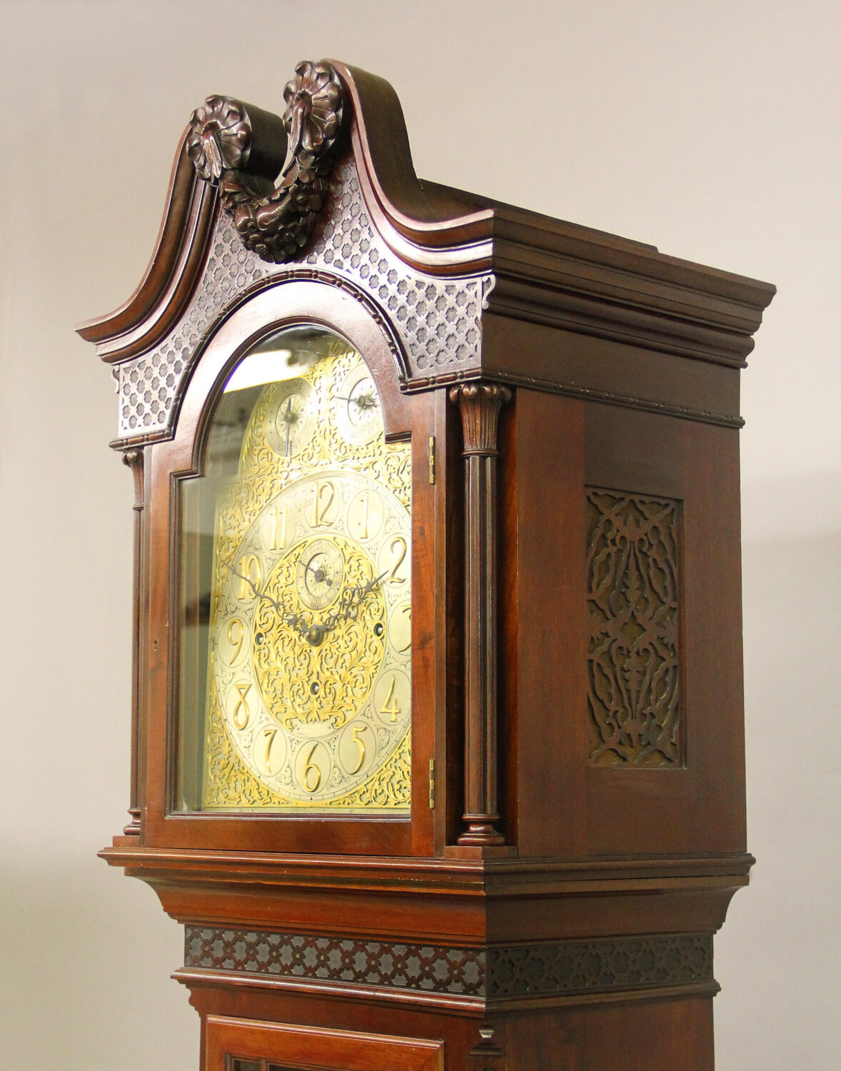 A Nice Late 19th Century English Carved Nine Tube Longcase Grandfather Clock - Image 4