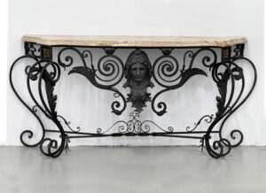 An Excellent Quality Late 19th Century Louis XV Style Wrought Iron Console with Marble Top