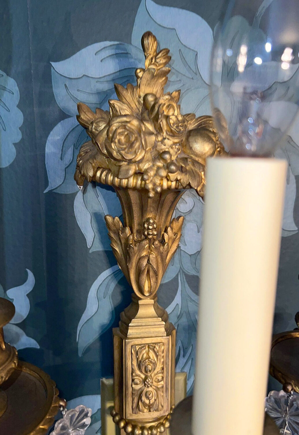 An Excellent Pair of Late 19th Century Gilt Bronze and Crystal Three Light Sconces - Image 2