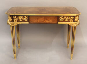 A Magnificent Late 19th Century Louis XVI Style Gilt Bronze Mounted Inlaid Marquetry ‘Table Des Muses’ By Beurdeley