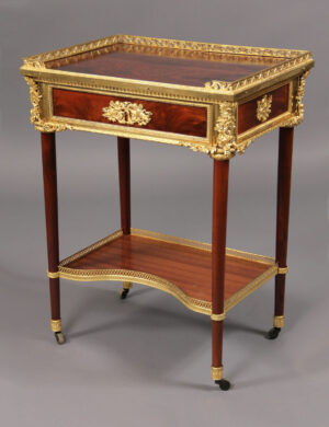 A Fantastic Late 19th Century Louis XVI Style Gilt Bronze Mounted Gueridon After Riesener