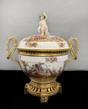A Large and Fantastic Late 19th Century Gilt Bronze Mounted Berlin K.P.M. Porcelain Centerpiece