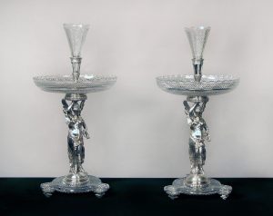 An Exceptional Pair of Late 19th Century Silver Plated and Baccarat Crystal Tazzas By Baccarat