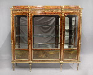 A Very Important and Palatial Late 19th Century Gilt Bronze Mounted Louis XVI Style Vernis Martin Vitrine by Joseph Zwiener